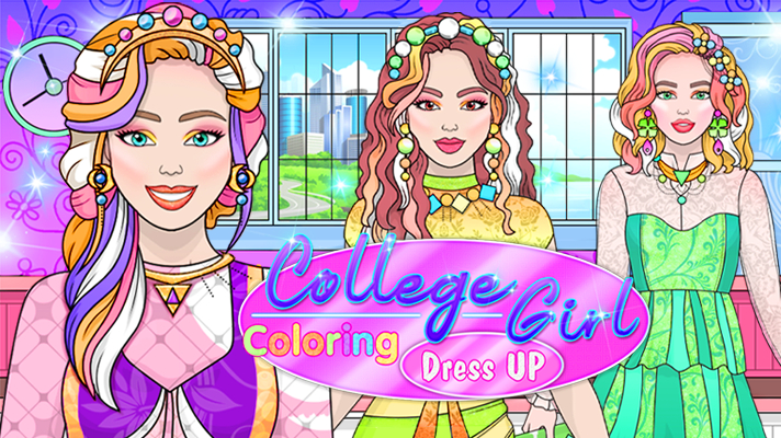 College Girl Coloring Dress Up Cover